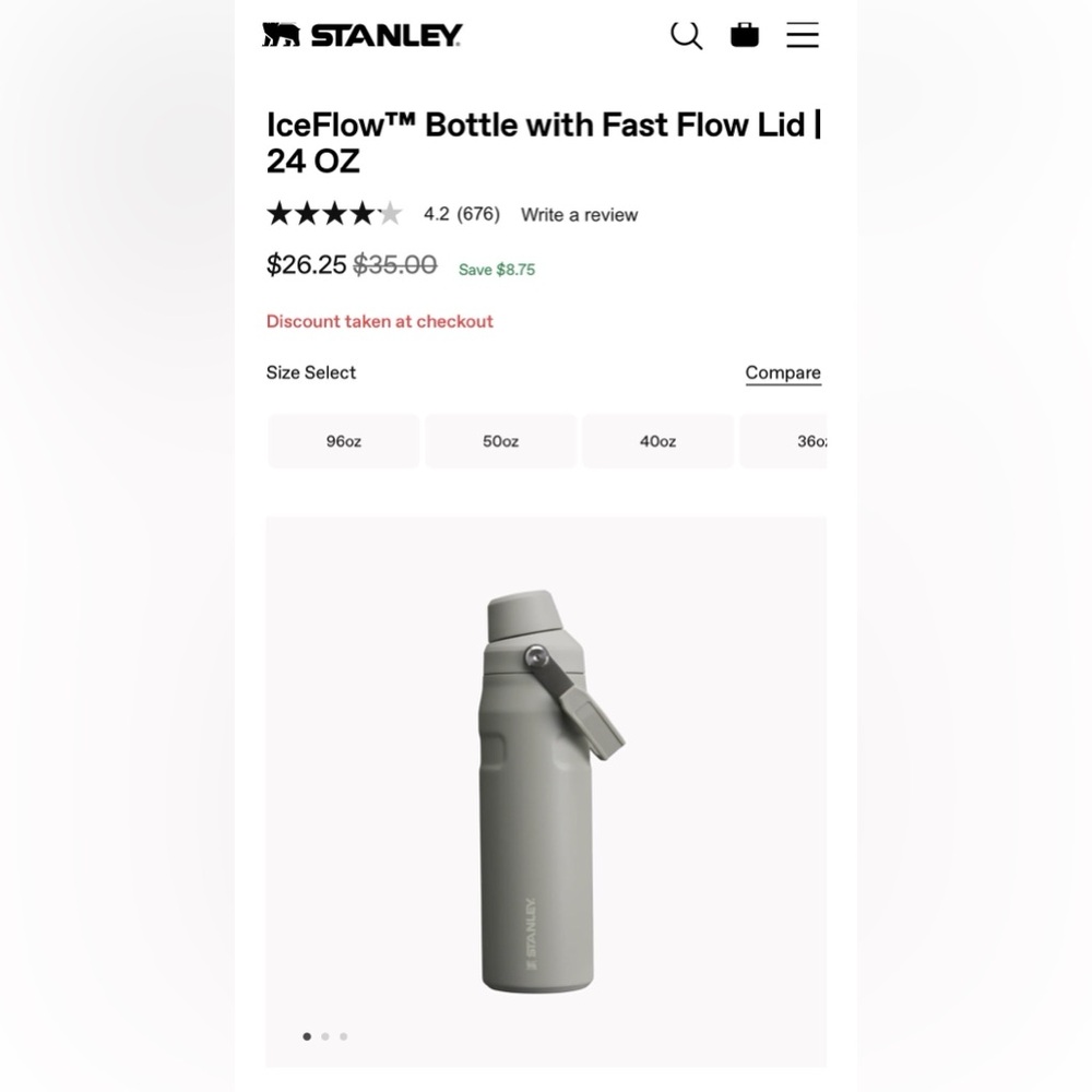 Stanley IceFlow Gray Bottle with Quick Flow Lid 24 OZ - SOLD OUT COLOR